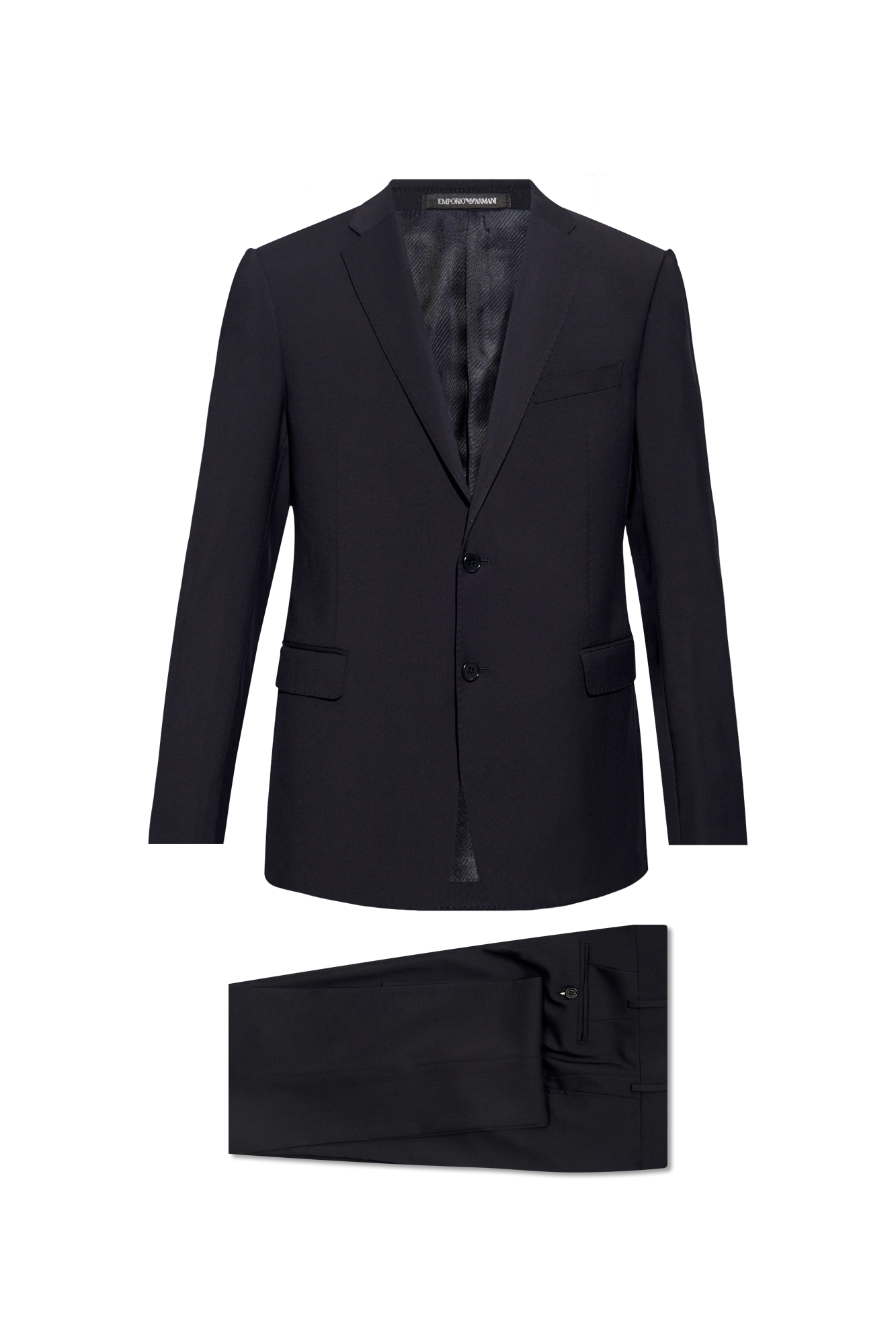 Emporio Armani Wool Suit In Black Modesens